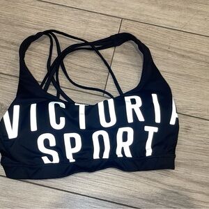 Victoria's Secret Black Sports Bra with White Lettering
